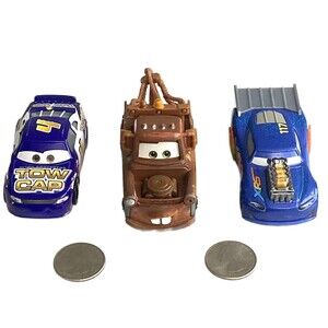 Disney Pixar Cars Drag Racing Lil Torquey, Tow Truck Mater,Jack DePost Tow Cap